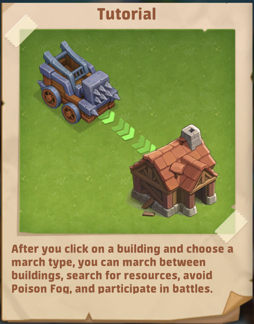 March between buildings